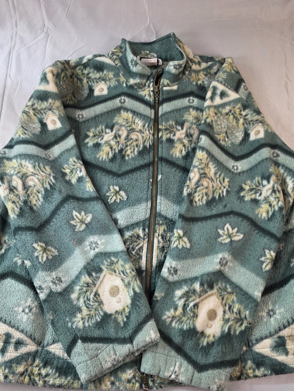 Teddi Cozy Teal Patterned Fleece Jacket - Women